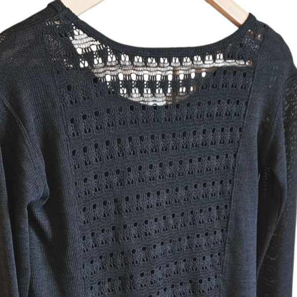 NEW! Aeropostale Women's Crochet Back Long Sleeve Shirt Black Small - Picture 9 of 9